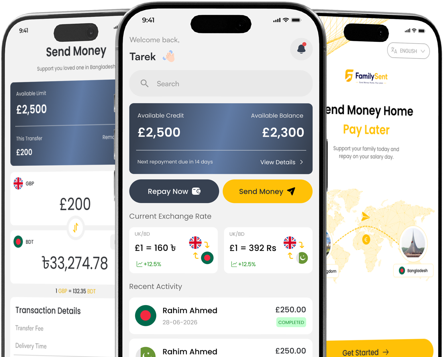 FamilySent app mockup